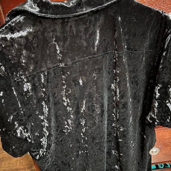 INC International Black Velour Velvet Button Down  Shirt - Picture 4 of 4